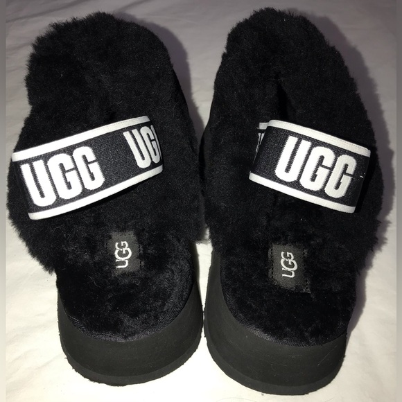 Ugg Funkette Genuine Shearling Platform Slippers - Picture 8 of 11